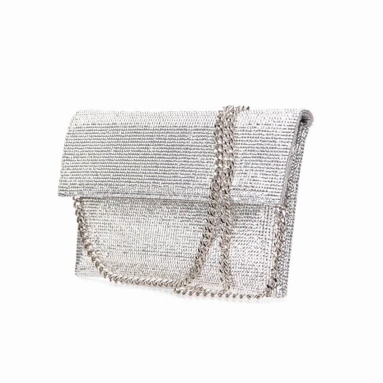 Pochette tessuto micropietre colore argento 4