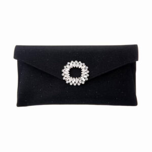 Pochette tessuto scintillante nero decorazione gioiello 1