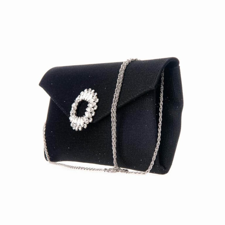 Pochette tessuto scintillante nero decorazione gioiello 3