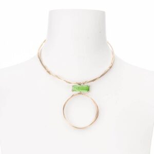 Collana girocollo rigido oro ciondolo azzurro acquamarina