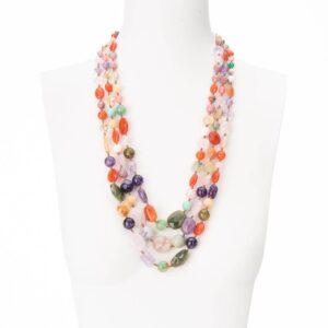 Collana lunga tre fili pietre dure multicolor