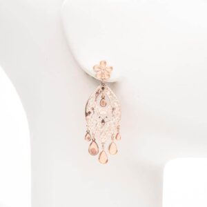 Orecchini a perno arabesco e fiore oro rosa