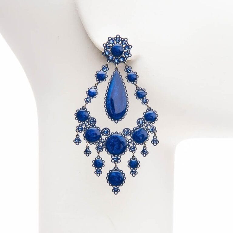 Orecchini perno chandelier gocce blu notte 1