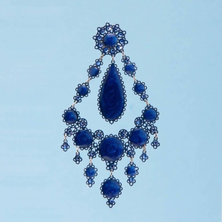 Orecchini perno chandelier gocce blu notte 2