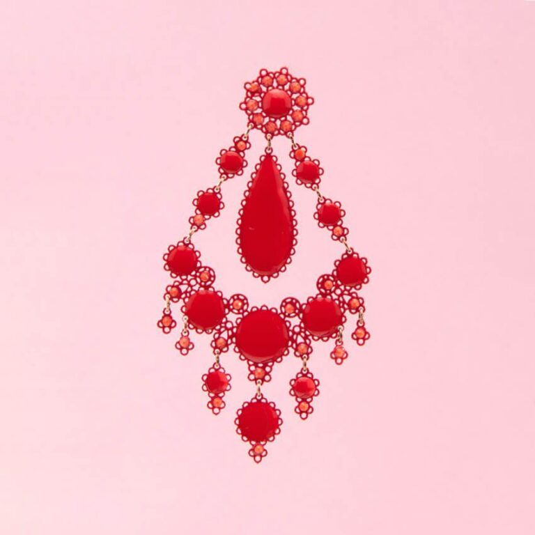 Orecchini perno chandelier gocce rosso geranio