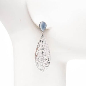 Orecchini perno goccia arabesco argento azzurro 1