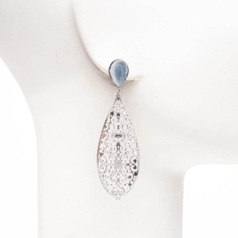 Orecchini perno goccia arabesco argento azzurro 1