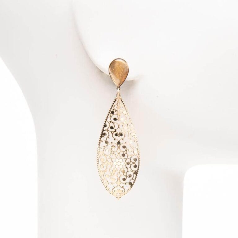Orecchini perno goccia arabesco oro 2