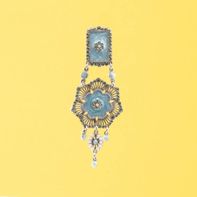 Orecchini perno modello Deco argento azzurro pastello 1
