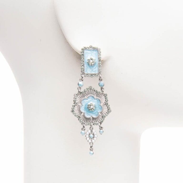 Orecchini perno modello Deco argento azzurro pastello 2