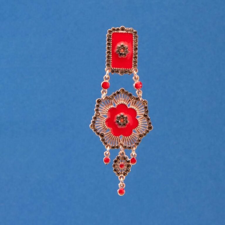 Orecchini perno modello Deco oro rosa rosso 1