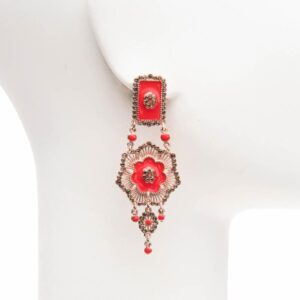 Orecchini perno modello Deco oro rosa rosso 2