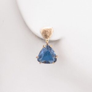 Orecchini perno oro ciondolo pietra blu zaffiro