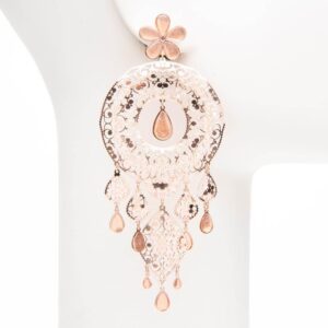 Orecchini perno pendenti arabesco chandelier oro rosa 2