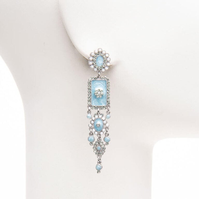 Orecchini perno pendenti argento smalto azzurro pastello 1