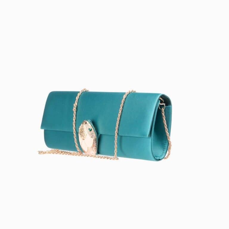 Pochette seta fibbia testa serpente verde smeraldo 3