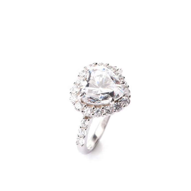 Anello cuore corona zirconi brillanti 3