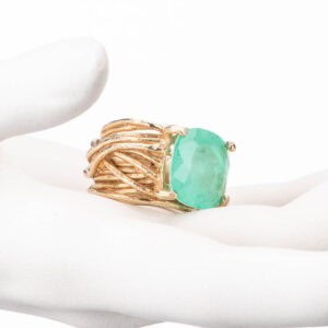 Anello moderno fascia alta pietra verde tormalina 1