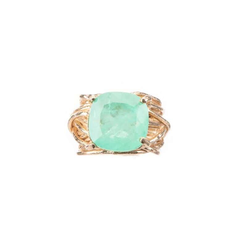 Anello moderno fascia alta pietra verde tormalina 2