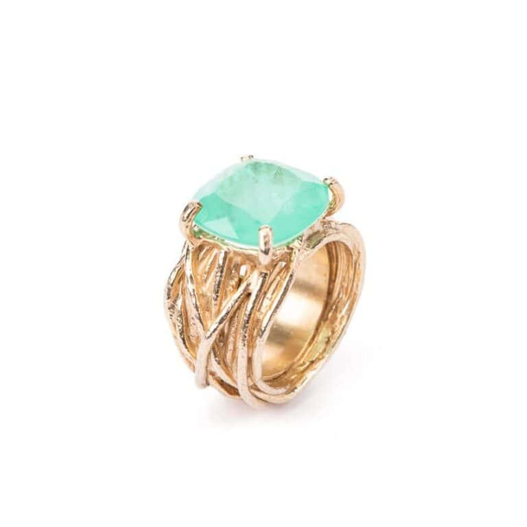 Anello moderno fascia alta pietra verde tormalina 3