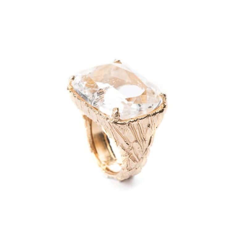 Anello moderno oro pietra cristallo rocca 2