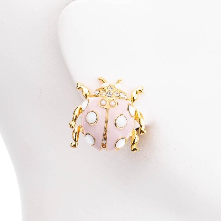 Orecchini clip lobo coccinella rosa