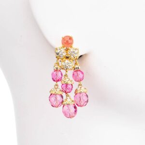 Orecchini clip pendenti ciuffo oro fuxia