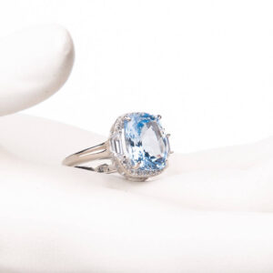Anello argento pietra centrale spinello acquamarina 1
