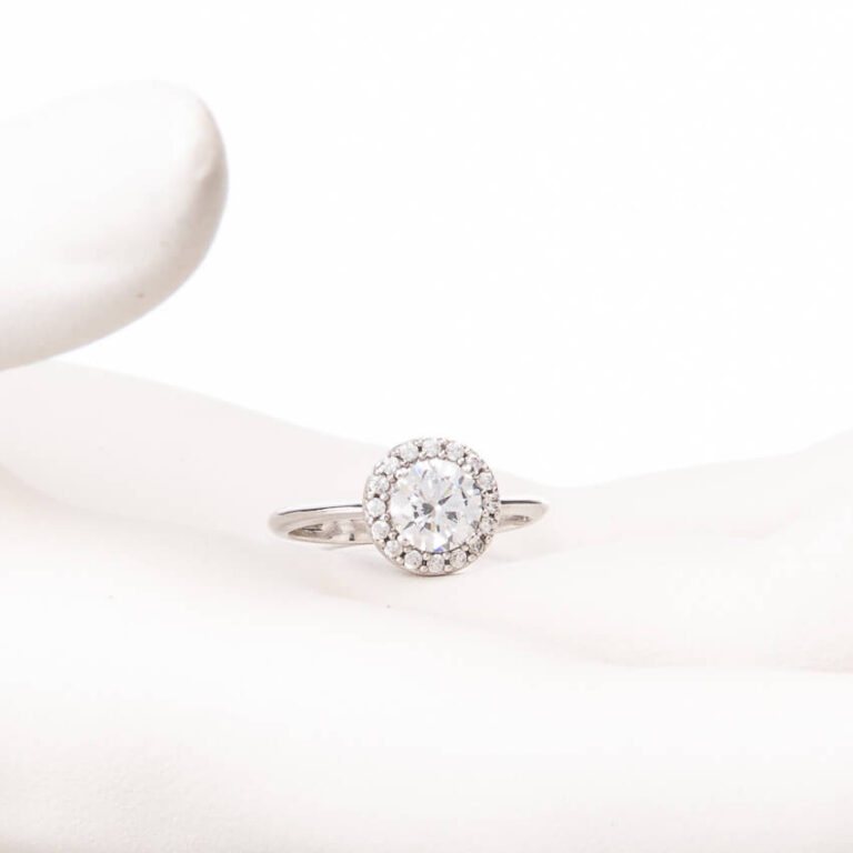 Anello argento pietra centrale taglio rotondo 1