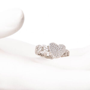 Anello catena groumette argento cuore centrale zirconi 1