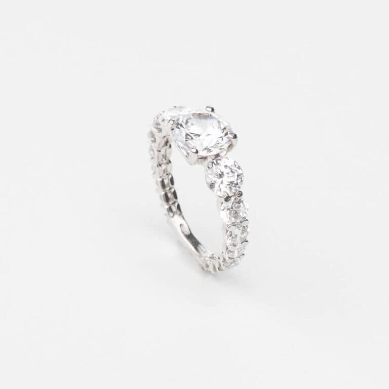 Anello solitario argento stelo zirconi 3