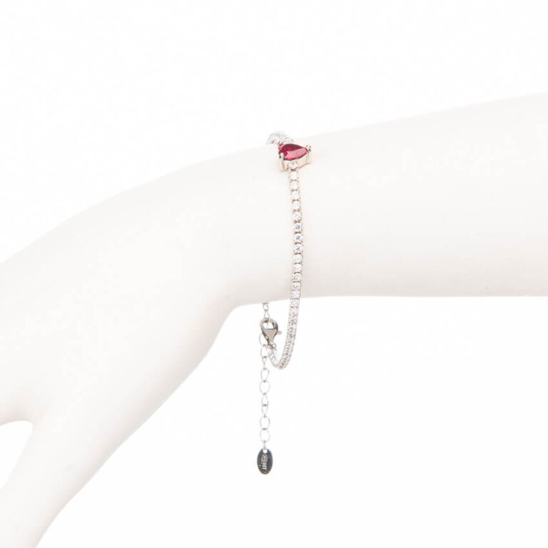 Bracciale tennis zirconi cuore rosso rubino 01