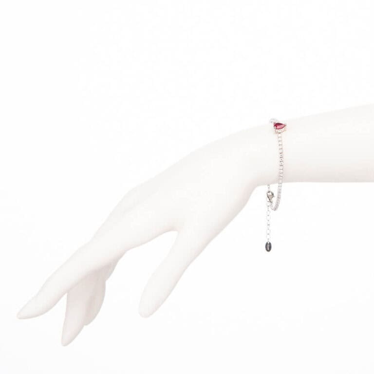 Bracciale tennis zirconi cuore rosso rubino 02