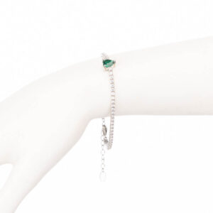 Bracciale tennis zirconi cuore verde smeraldo 01