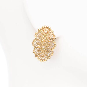 Orecchini clip lobo ricamo cristalli oro