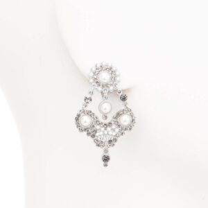Orecchini clip pendenti cristalli perle