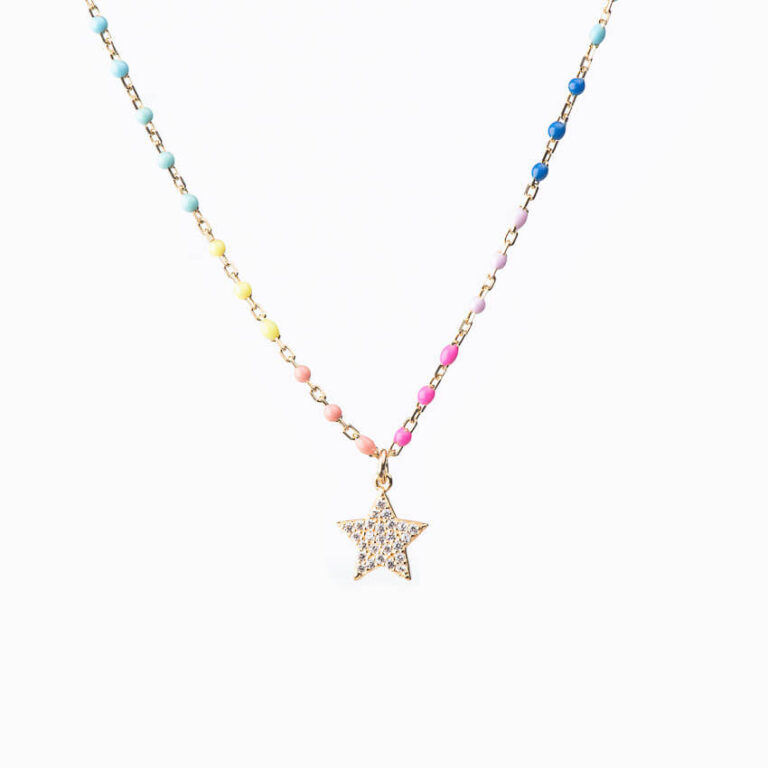 Collana girocollo argento placcato perline multicolor pendente 2