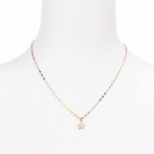 Collana girocollo argento placcato perline multicolor pendente