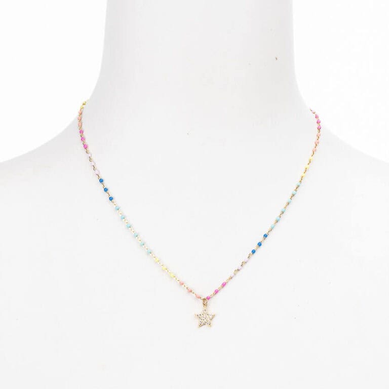 Collana girocollo argento placcato perline multicolor pendente