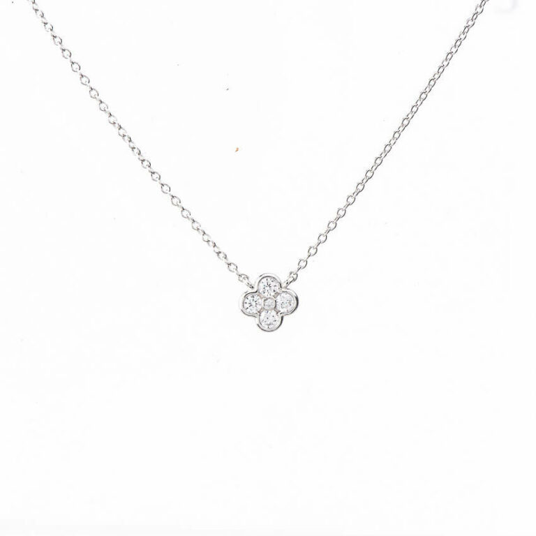 Collana girocollo argento punto luce quadrifoglio 2