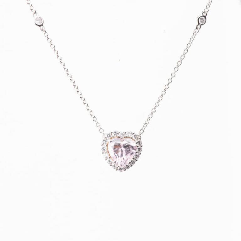 Collana girocollo argento zirconi centrale cuore rosa 2