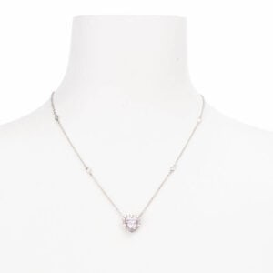 Collana girocollo argento zirconi centrale cuore rosa