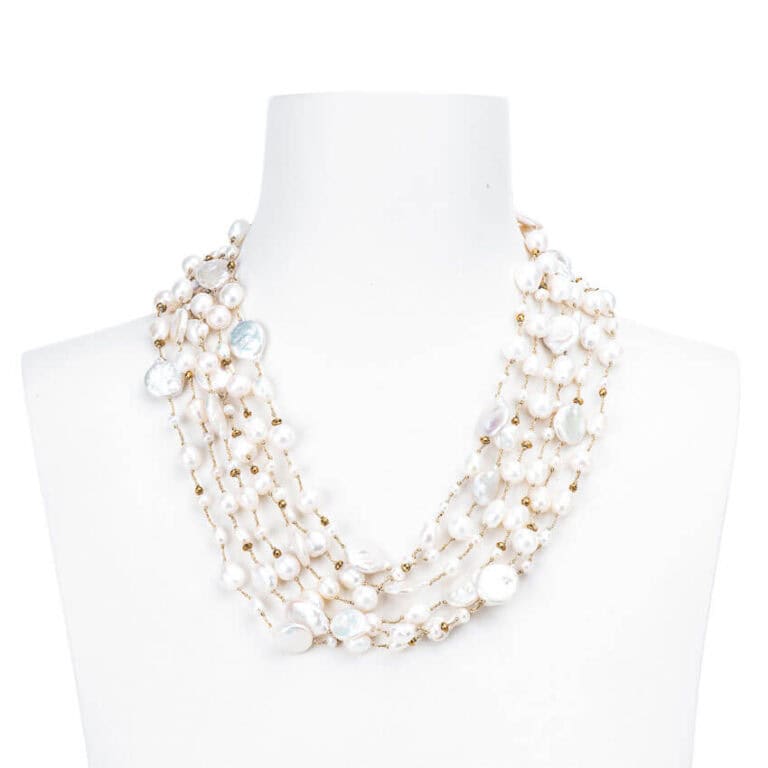 Collana girocollo multifili perle fiume