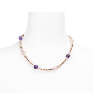 Collana girocollo pietre dure multicolor perle fiume