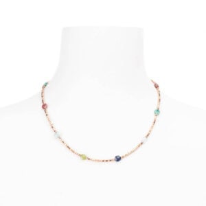 Collana girocollo pietre dure multicolor sferiche