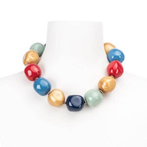 Collana girocollo sfere resina multicolor