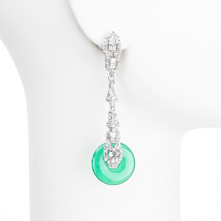 Orecchini a clip stile liberty argento e verde smeraldo