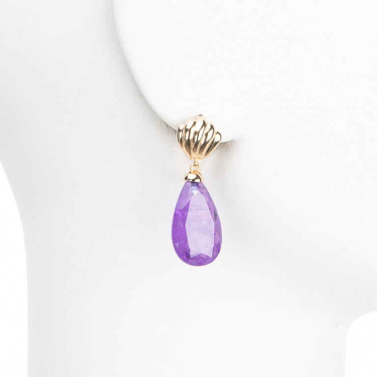 Orecchini pendenti perno placcati goccia viola
