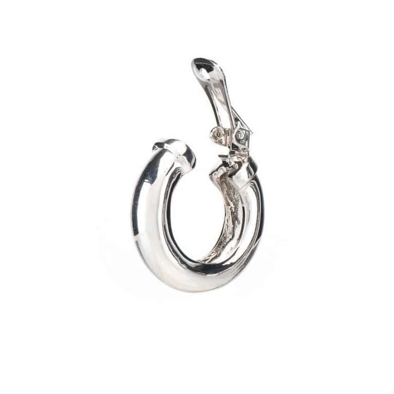 Orecchini clip cerchio argento liscio