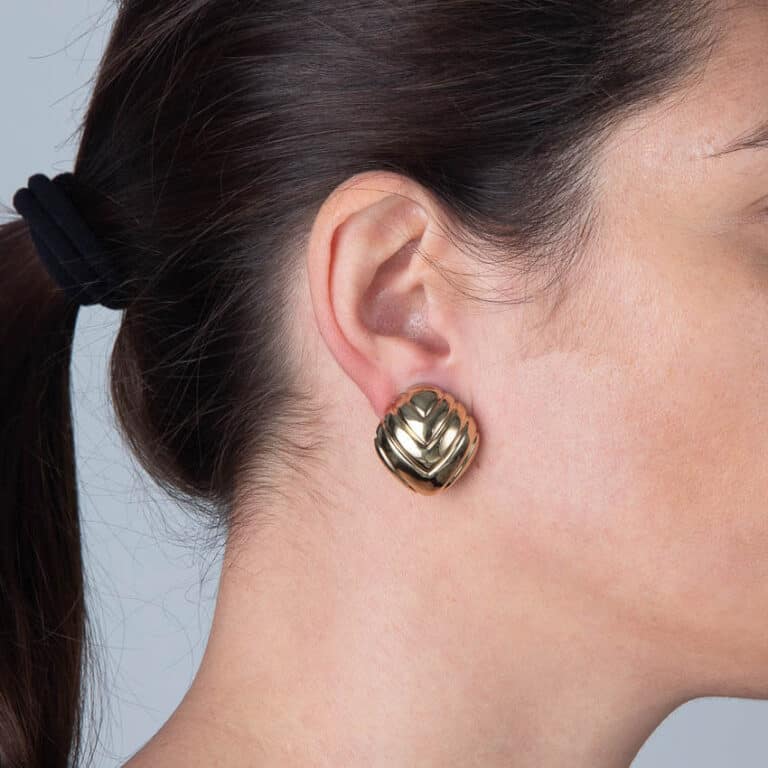 Orecchini a clip bottone geometrico oro - immagine 2